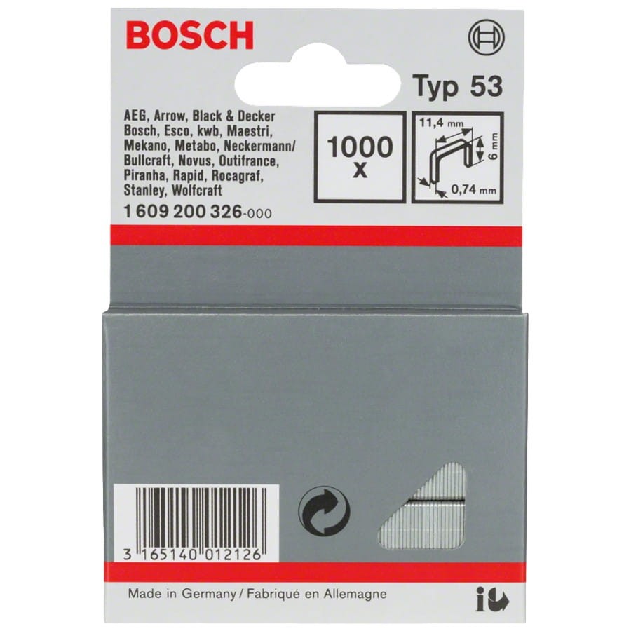BOSCH Zszywki typ 53 6mm 1000szt.