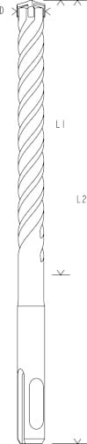 BOSCH Wiertło SDS-plus-5X 8x100x160mm 2608833789 - Schemat