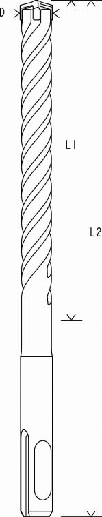 BOSCH Wiertło SDS-plus-5X 12x150x210mm 2608833808 - Schemat