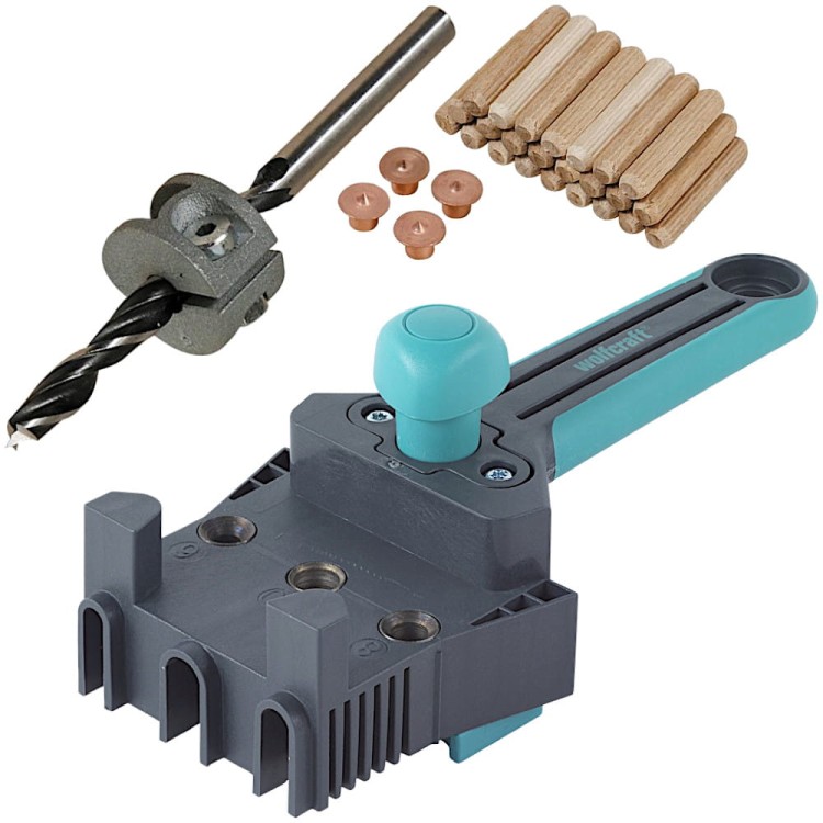 WOLFCRAFT 4640000 Przyrząd do połączeń kołkowych + Zestaw akcesoriów