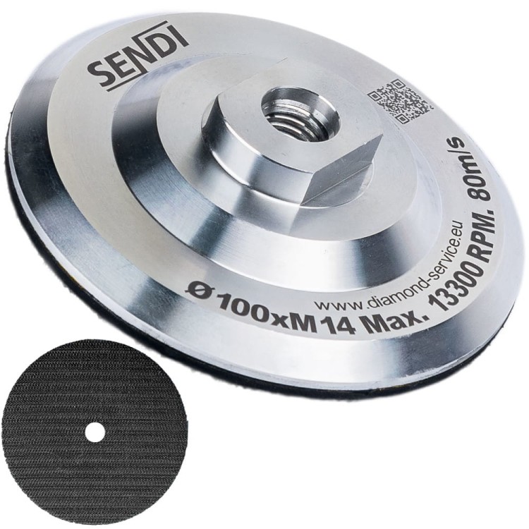 SENDI Adapter aluminiowy na rzep 100mm m14 do tarcz polerskich