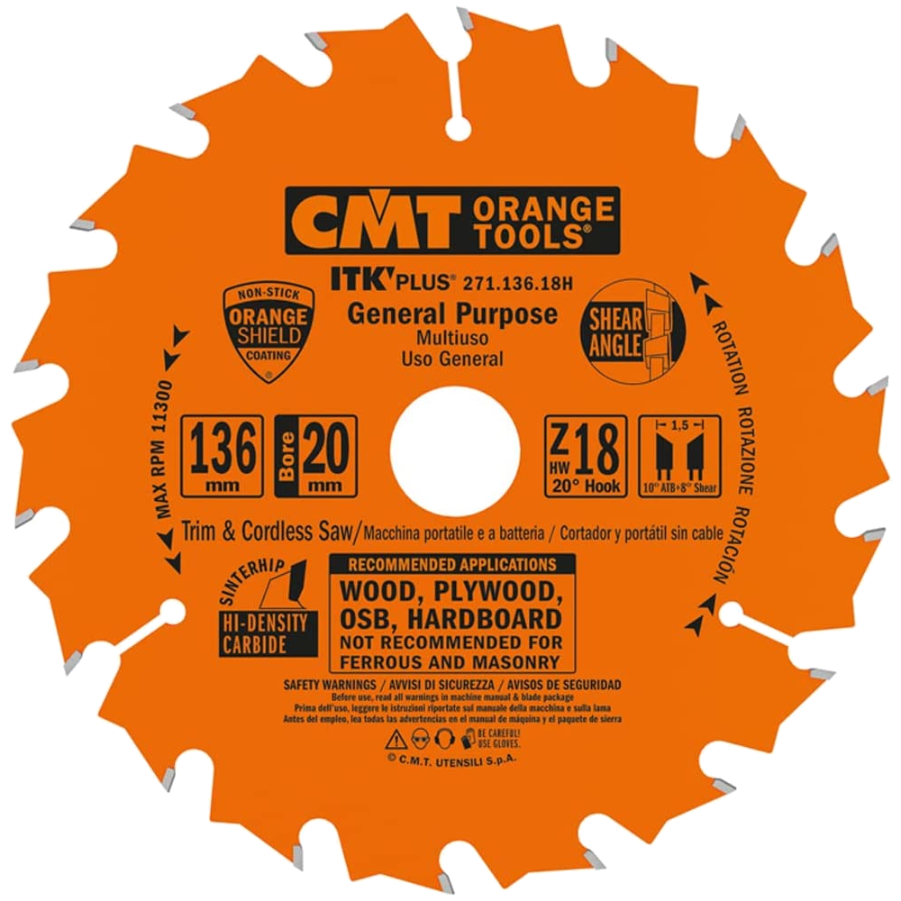 CMT Tarcza/piła 136X20mm Z=18 K=1,5mm P=1,0mm