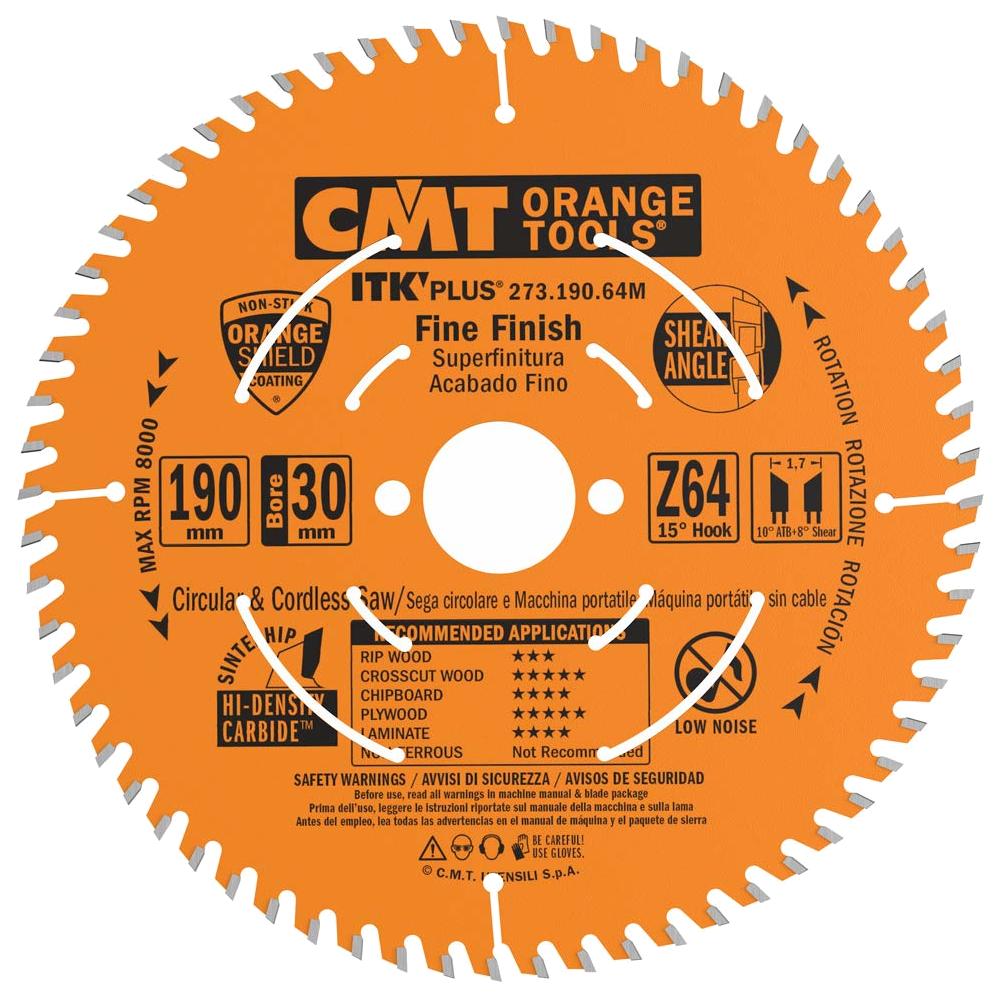 CMT Tarcza/piła 190X30mm Z=64 K=1,7mm P=2,7mm