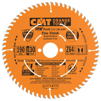 CMT Tarcza/piła 190X30mm Z=64 K=1,7mm P=2,7mm