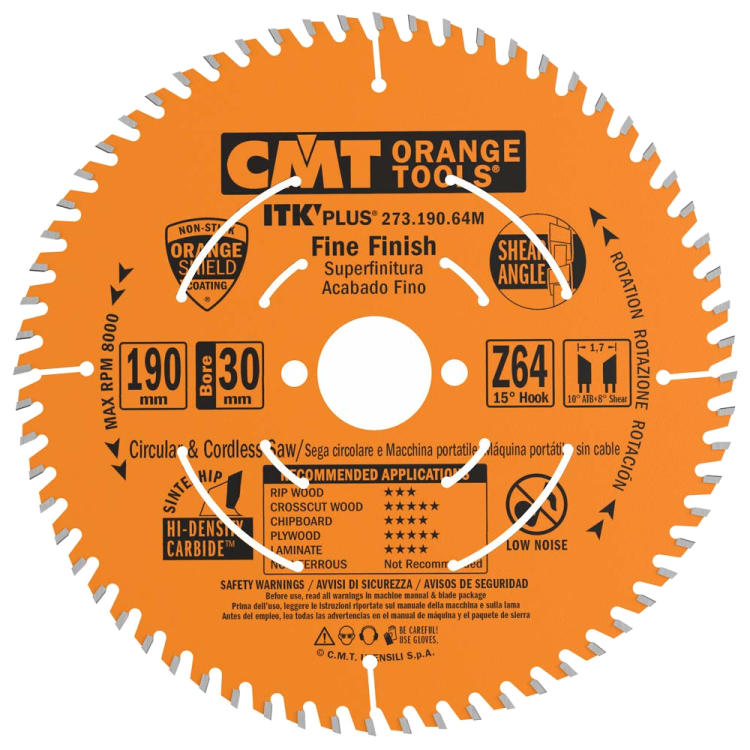 CMT Tarcza/piła 190X30mm Z=64 K=1,7mm P=2,7mm