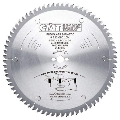 CMT Tarcza/piła 250X30mm Z=80 K=2,8mm P=2,2mm