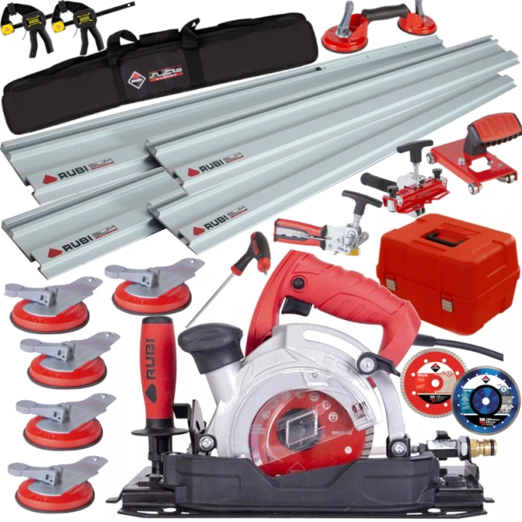 RUBI TC-125 Pilarka tarczowa + Rubi Slim Cutter Plus 430cm + Łamacz + Tarcza TVA 125 + Przyssawka + 2 x Ścisk Stanley