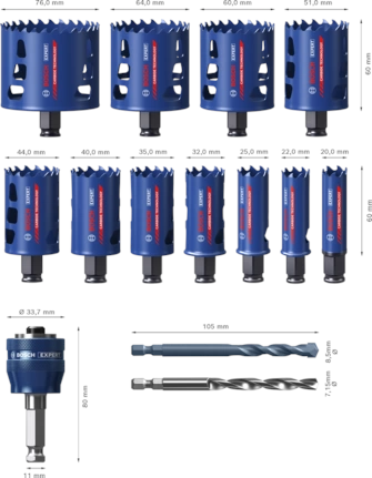 Bosch EXPERT  zestaw otwornic do różnych materiałów 14 el. 2608900447