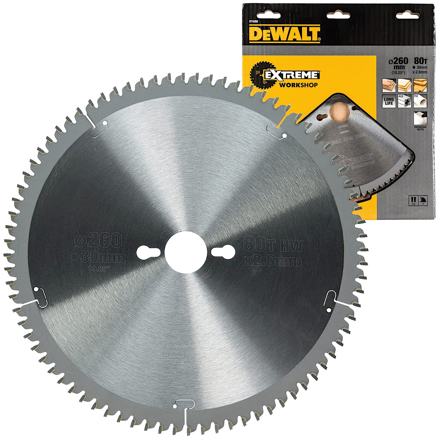 DEWALT DT4280 Tarcza pilarska Extreme 260mm x 30mm 80z