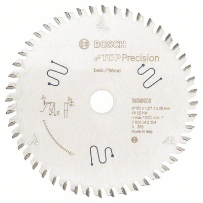 Bosch Tarcza pilarska do drewna Top Precision 165x20 mm 48z