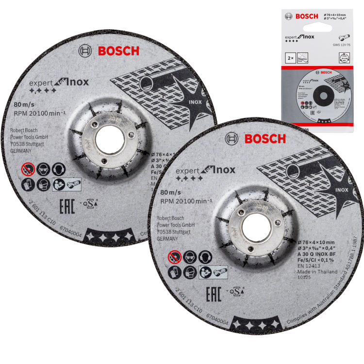 Tarcza Expert do szlifowania stali Inox 76x4mm Bosch 2608601705 2 szt.