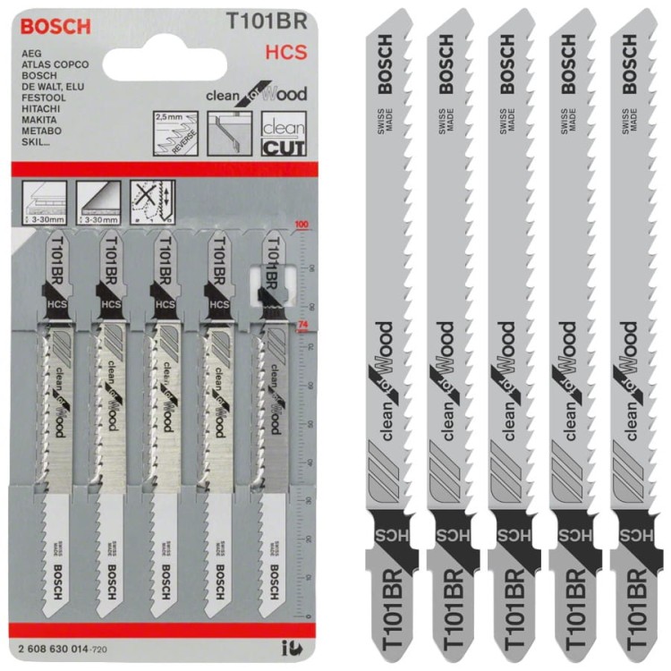 BOSCH Zestaw brzeszczotów do wyrzynarek HCS 100mm T 101 BR 5szt.
