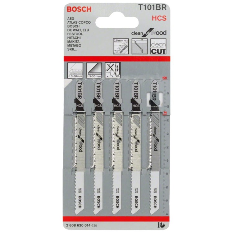 BOSCH Zestaw brzeszczotów do wyrzynarek HCS 100mm T 101 BR 5szt.