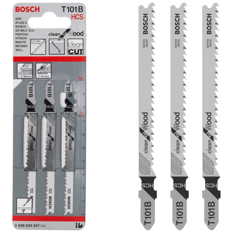 BOSCH Zestaw brzeszczotów do wyrzynarek HCS 100mm T 101 B 3szt.
