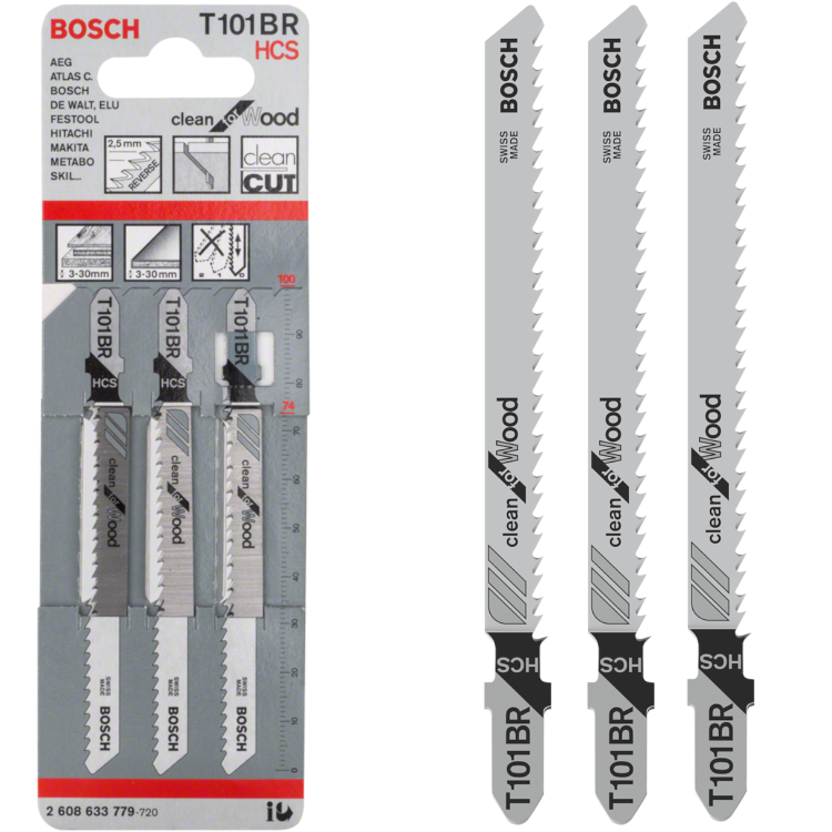 BOSCH Zestaw brzeszczotów T 101 BR do wyrzynarek 3 szt.