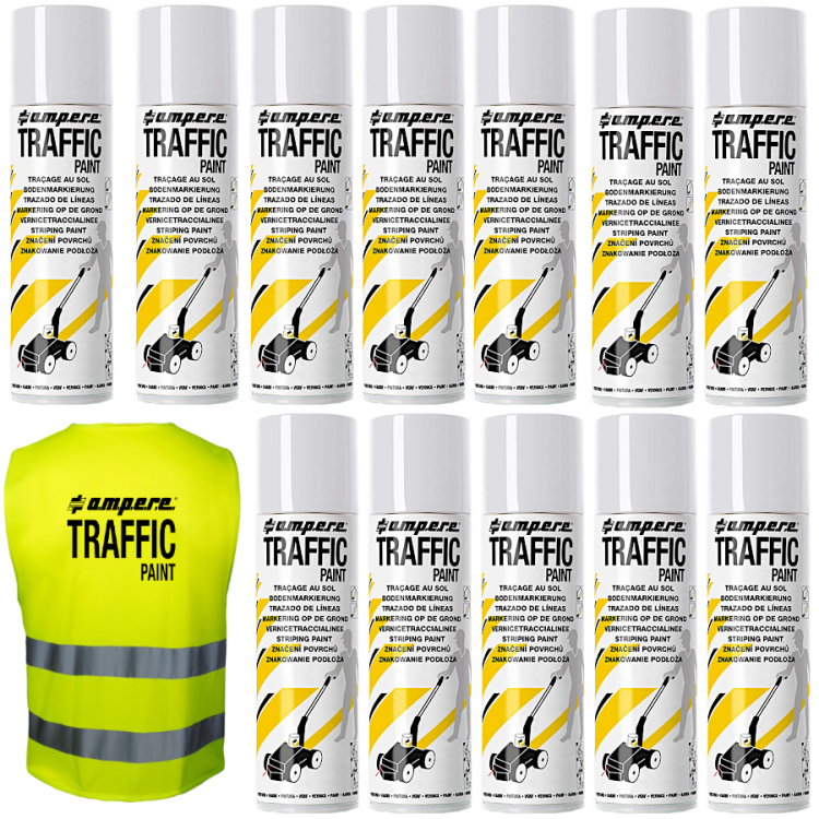 AMPERE TRAFFIC PAINT Farba do malowania linii 500ml biała 12szt.
