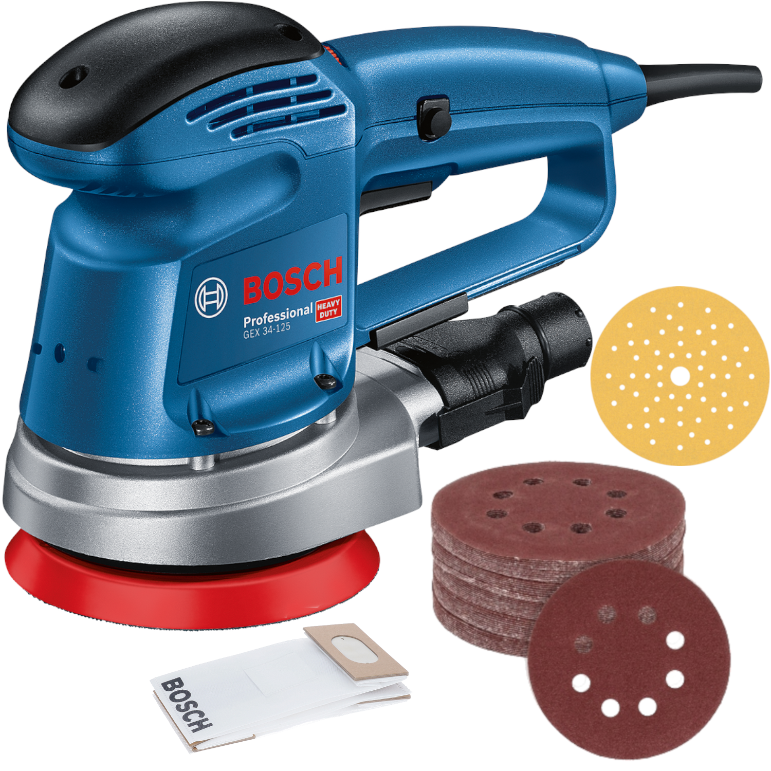 BOSCH 0601372300 Szlifierka mimośrodowa 125mm 340W GEX 34-125 + papier 40szt.