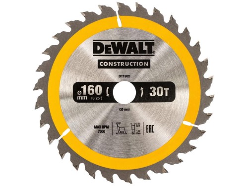 DEWALT tarcza do drewna 160 x 20 mm 30T