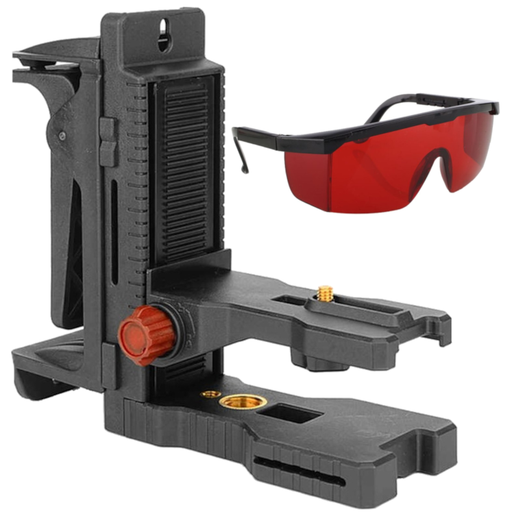 Uchwyt wielofunkcyjny GT-100 do laserów 1/4" + adapter do profili + Okulary laserowe, do wiązki CZERWONEJ lasera