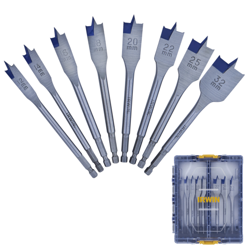 IRWIN IW4041011 Zestaw 8 szt. wierteł płaskich PRO Performance w kasecie Medium Tough Case 12-32mm