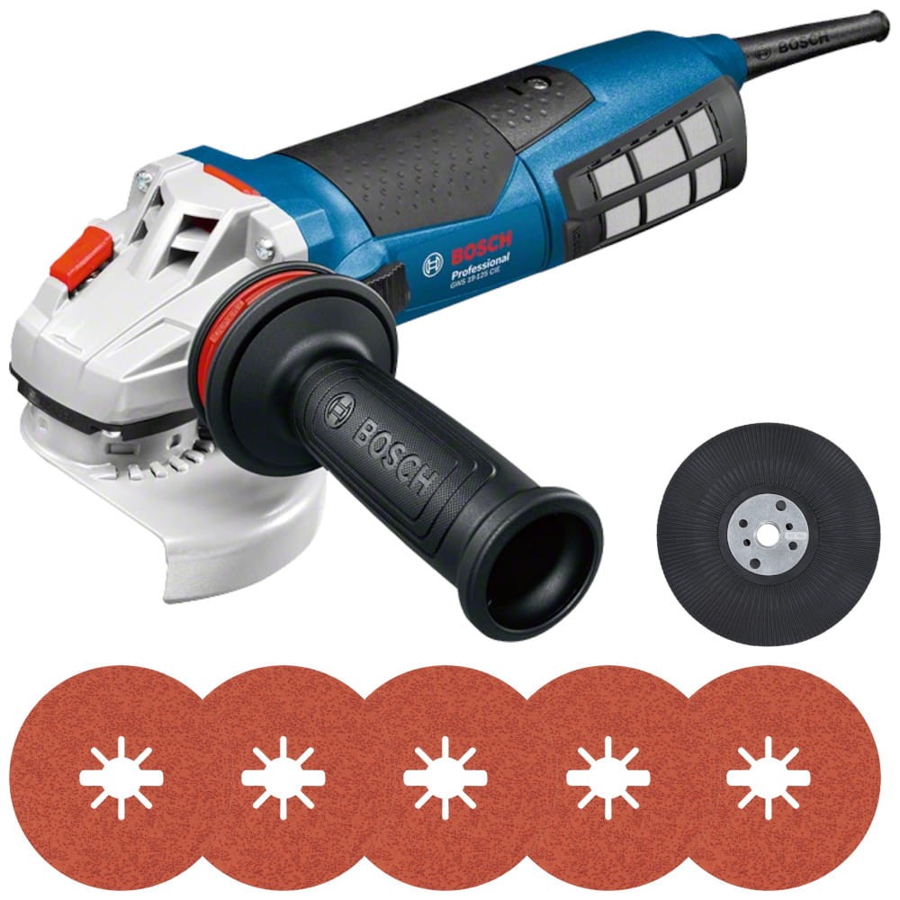 Bosch Szlifierka kątowa GWS 19-125 CIE + 5 tarcz X-lock