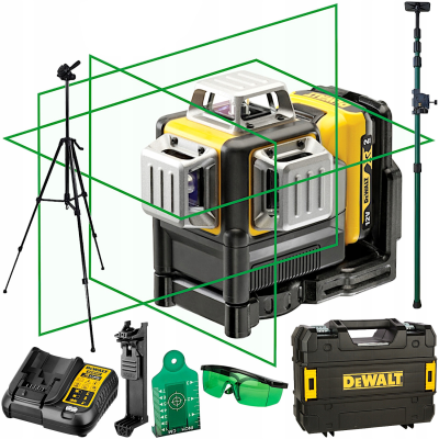 DEWALT DCE089D1G Laser samopoziomujący zielony 3x 360° + statyw + tyczka