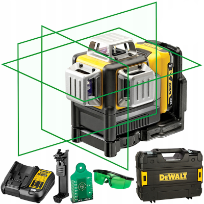 DEWALT DCE089D1G Laser krzyżowy akumulatorowy 10,8V zielony + akcesoria