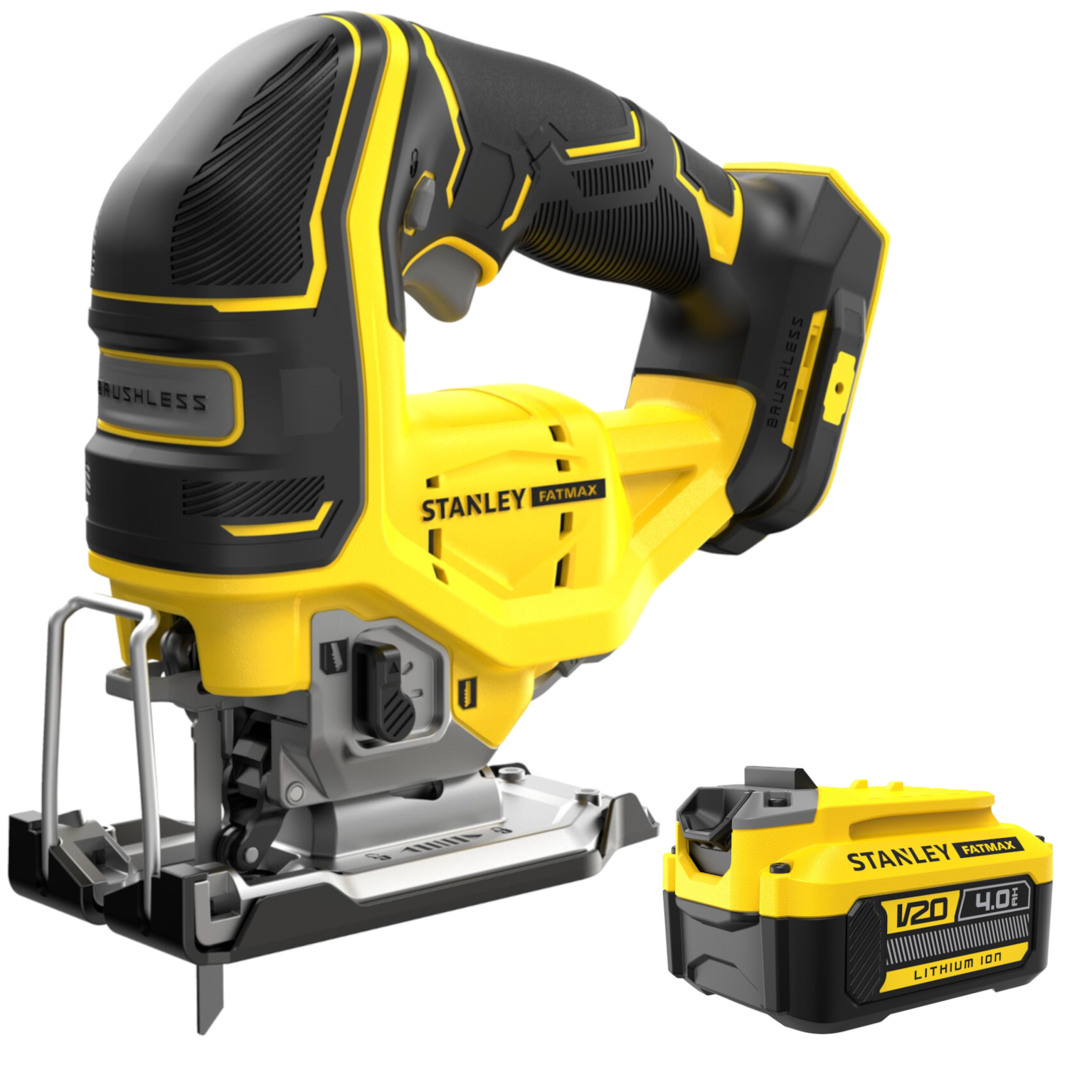 STANLEY SFMCS650B Wyrzynarka bezszczotkowa FATMAX V20 + SFMCB204 akumulator 4,0Ah Li-Ion 18V, FATMAX V20