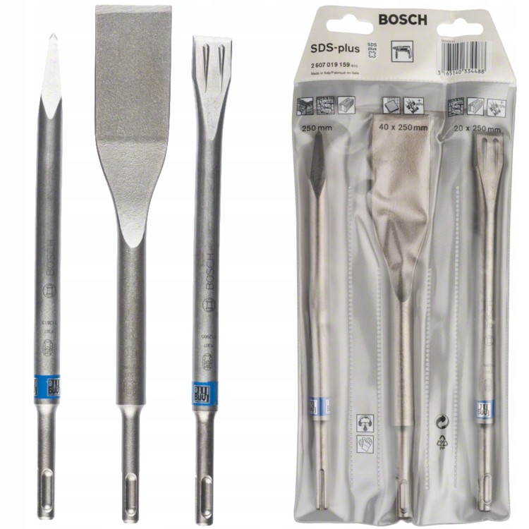 BOSCH 2607019159 Zestaw dłut SDS-Plus do betonu cegły 3szt.