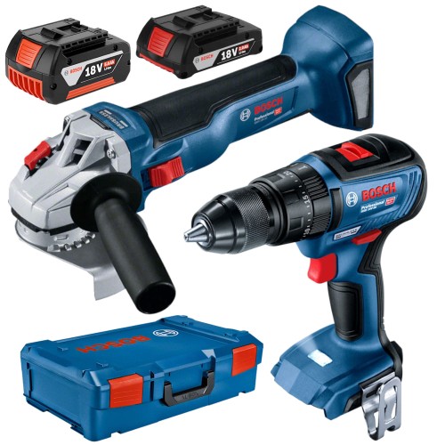 BOSCH 0615990M9K Zestaw elektronarzędzi GWS 18V-10 GSB 18V-50, 5Ah 2,0Ah XL-BOXX