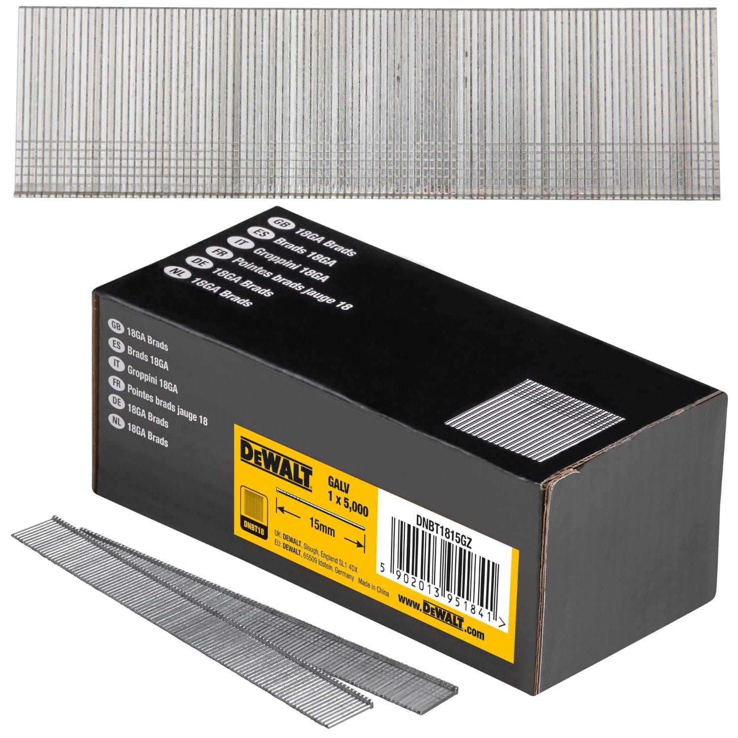 DEWALT DNBT1815GZ Gwoździe galwanizowane 1x15mm 5000szt. 90st 18GA do DCN682