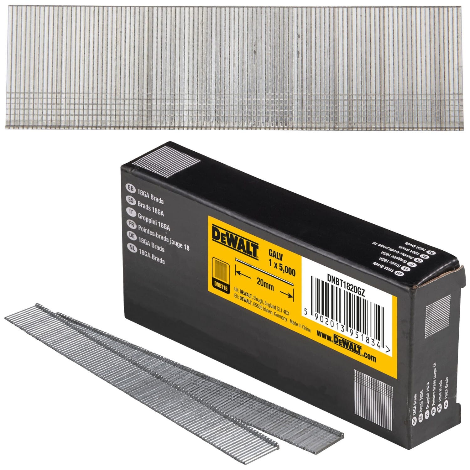 DEWALT DNBT1820GZ Gwoździe galwanizowane 1x20mm 5000szt. 90st 18GA do DCN682
