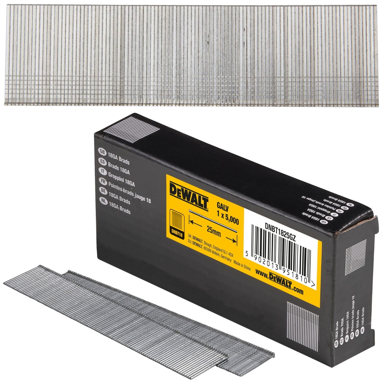 DEWALT DNBT1825GZ Gwoździe galwanizowane 1x25mm 5000szt. 90st 18GA do DCN682