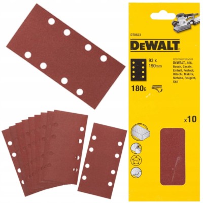 DT8623 Arkusze ścierne papier 93 x 190mm P180, DeWALT