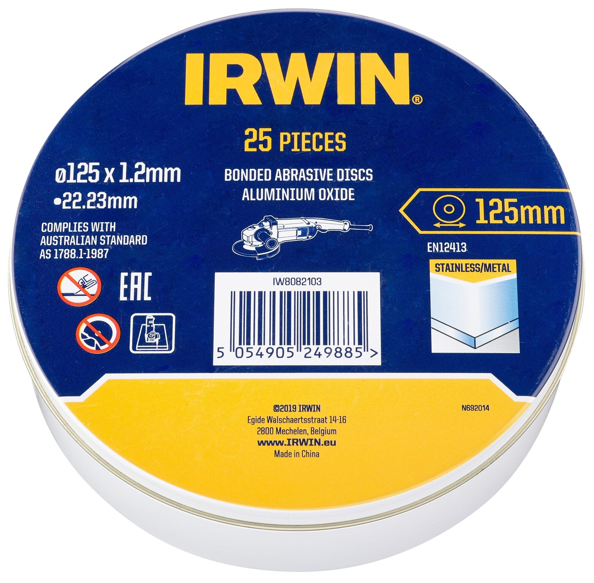 IRWIN IW8082103 Zestaw 25szt tarcz do metalu 125x1,2x22,2mm