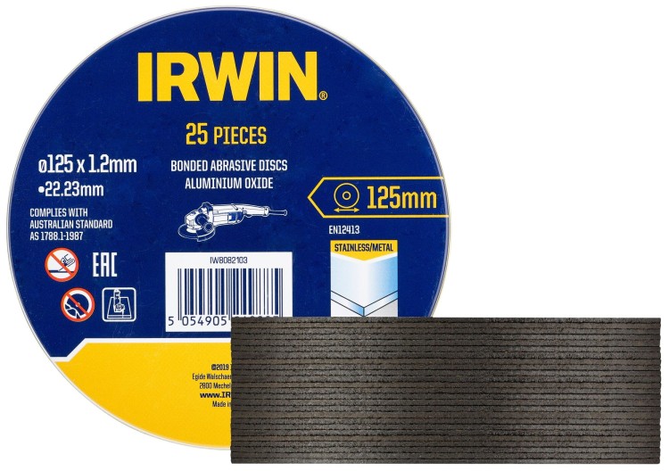 IRWIN IW8082103 Zestaw 25szt tarcz do metalu 125x1,2x22,2mm