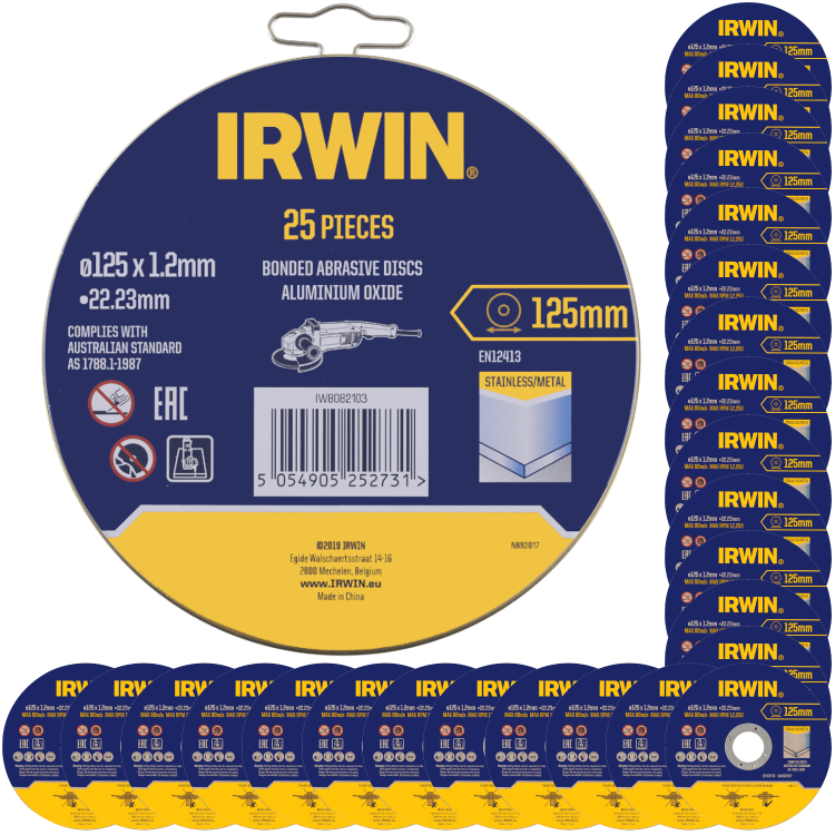 IRWIN IW8082103 Zestaw 25szt tarcz do metalu 125x1,2x22,2mm