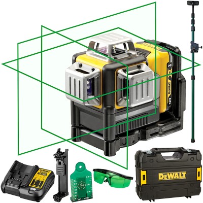 DEWALT DCE089D1G Laser samopoziomujący 3x 360° zielony + tyczka