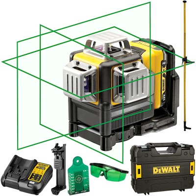 DEWALT DCE089D1G Laser samopoziomujący 3x 360° zielony + tyczka