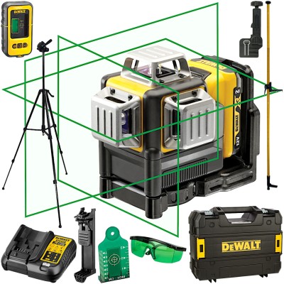 DEWALT DCE089D1G Laser samopoziomujący 3x 360° zielony + statyw + tyczka + detektor