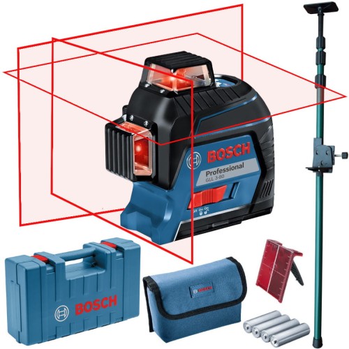 BOSCH GLL 3-80 Laser krzyżowy 3 x 360° + tyczka