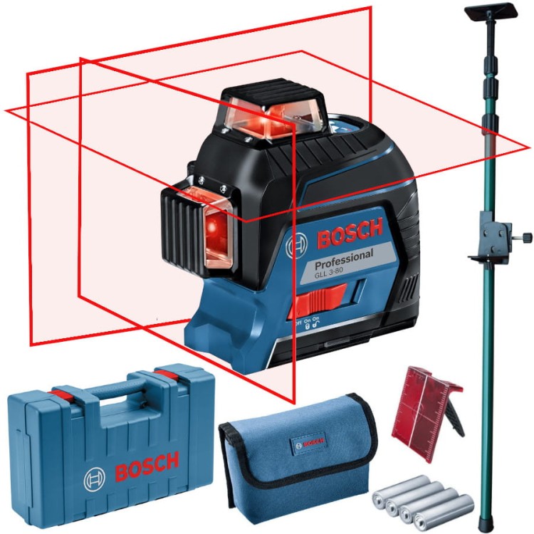 BOSCH GLL 3-80 Laser krzyżowy 3 x 360° + tyczka