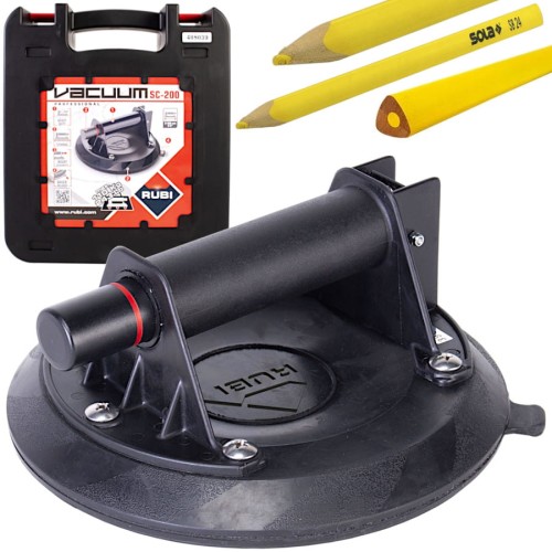 RUBI 18919 Przyssawka z pompką do płytek 110kg 2szt. + SB24 Sola ołówek sygnalizacyjny, żółty
