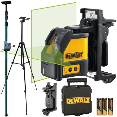 DEWALT DW088CG Laser krzyżowy zielony + statyw W335 + tyczka GT320