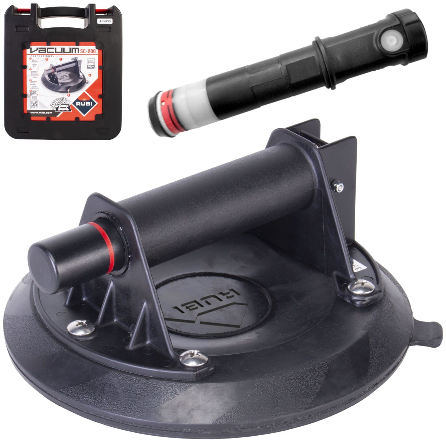 RUBI 18919 Przyssawka z pompką 200mm + P617 Elektroniczna pompka-tłok do przyssawek