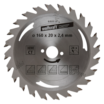 WOLFCRAFT 6468000 Tarcza do drewna 160 x 20 x 2,4mm, seria srebrna