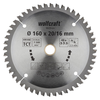WOLFCRAFT 6620000 Tarcza do drewna 160 x 20/16mm 48 zębów, seria lila