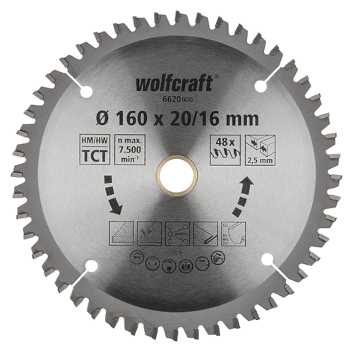WOLFCRAFT 6620000 Tarcza do drewna 160 x 20/16mm 48 zębów, seria lila
