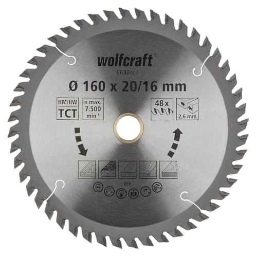 WOLFCRAFT 6630000 Tarcza do drewna 160 x 20/16mm 48 zębów