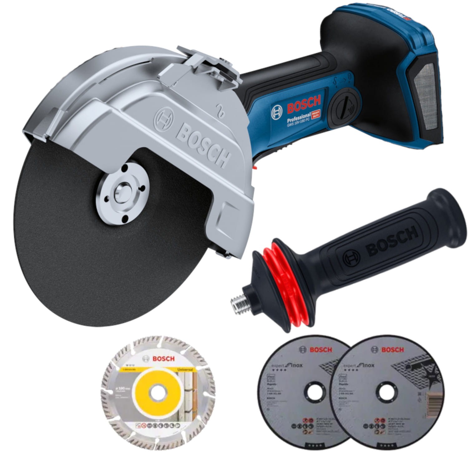 GWS 18V-180 PC PROFESSIONAL Szlifierka kątowa /body/ + 3 tarcze BOSCH